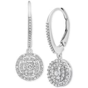 Diamond Circle Leverback Drop Earrings (1/4 ct. tw) in Sterling Silver